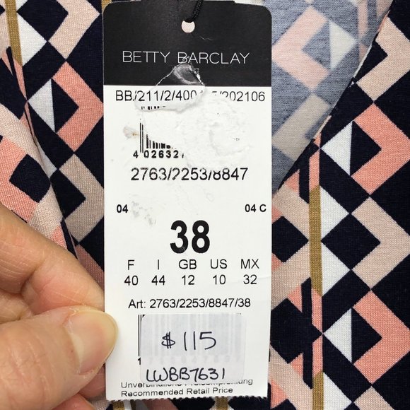 NWT Betty Barclay Pink Sleeveless Blouse with Geometric Print - Picture 5 of 16